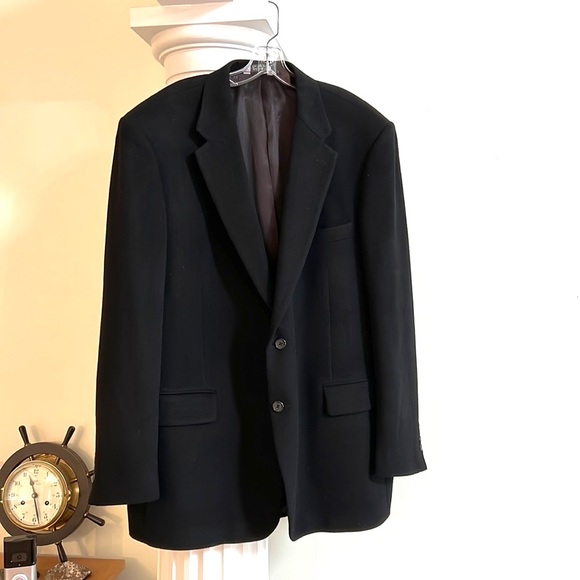 Black Camel Hair Sports Coat Blazer 46L - Closet Staple - Excellent Condition - Picture 2 of 10